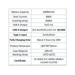 Φορητός Εκκινητής Αυτοκινήτου 12V S901 & Power Bank 20.000mAh με Φακό και USB - Image 3