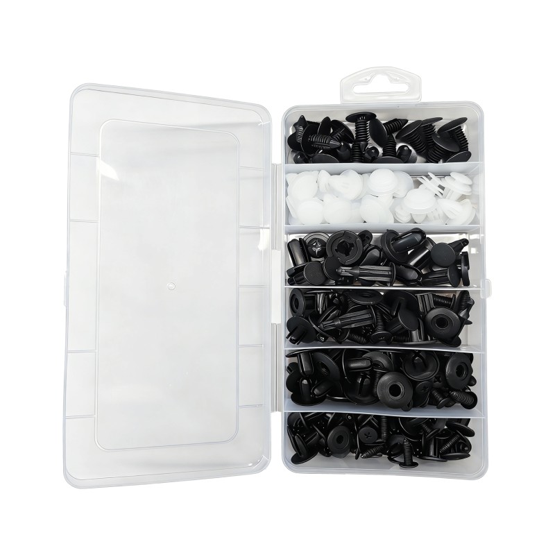 Σετ Κλιπς Αμαξώματος Αυτοκινήτου 100τμχ Μαύρο και Λευκό Πλαστικό PP