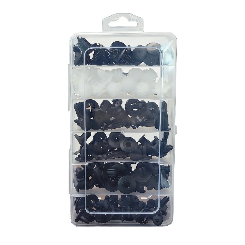 Σετ Κλιπς Αμαξώματος Αυτοκινήτου 100τμχ Μαύρο και Λευκό Πλαστικό PP